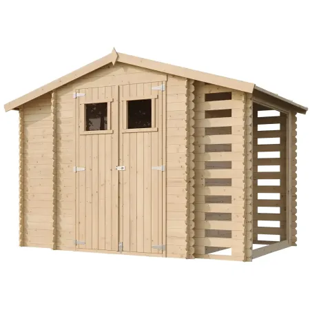 Casetta in Legno 328x206x218 cm Box Legnaia con Pavimento
