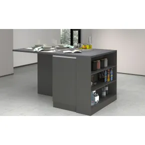 Isola Cucina 2 Ante Antracite Report 160x90x90 cm con Vani a Giorno 2
