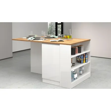 Isola Cucina 2 Ante Bianco Rovere 160x90x90 cm con Vani a Giorno