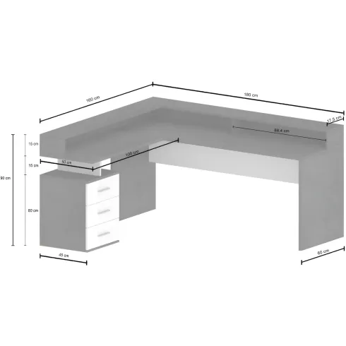 Scrivania Angolare Ufficio con Cassetti Bianco Lucido 160x60x75 cm