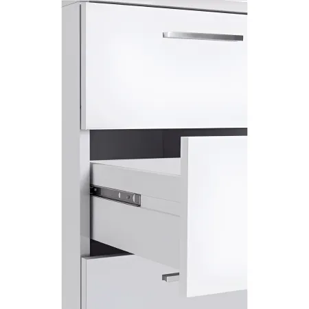Scrivania Angolare Ufficio con Cassetti Bianco Lucido 160x60x75 cm