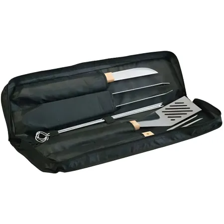 Set Utensili Barbecue Campignaz 9 Pezzi Manico in Legno Borsa Tessuto