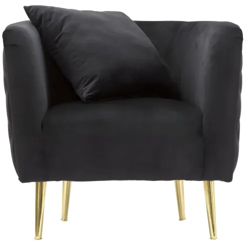Poltrona Velluto Nero Struttura Metallo Dorato Salotto Camera da Letto
