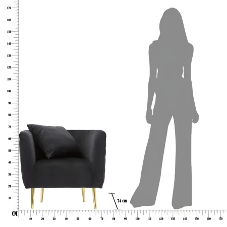 Poltrona Velluto Nero Struttura Metallo Dorato Salotto Camera da Letto