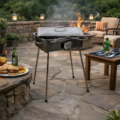 Fornacella Barbecue a Carbonella Campeggio Pieghevole Griglia Portatile Giardino