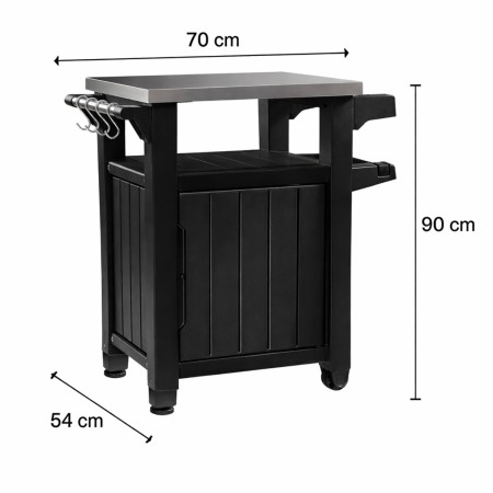 Carrello Tavolino Barbecue Tavolo con Ruote Inox Grafite Bbq Acciaio da Esterno | BricoShop24