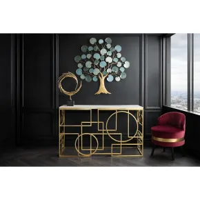 Mobile da Ingresso Metallo Oro Vetro Specchiato 120x41x81 cm Moderno 2