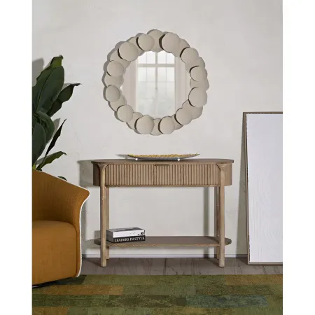 Mobile da Ingresso in Legno Naturale con Cassetto Ripiano Moderno