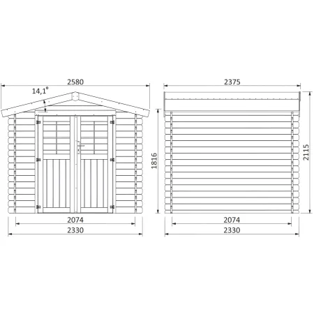 Casetta in Legno di Abete 2,33x2,33 da Esterno