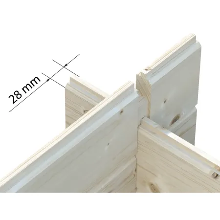 Casetta in Legno Naturale 28 mm 322x292 cm Blockhouse Doppia Porta