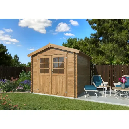 Casetta in Legno Impregnato 250x250 cm Blockhouse 28 mm Porta Doppia