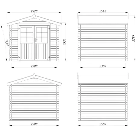 Casetta in Legno Impregnato 250x250 cm Blockhouse 28 mm Porta Doppia