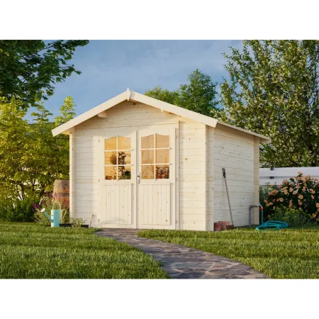 Casetta in Legno 276x330 cm Blockhouse 28 mm Doppia Porta Finestrata