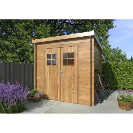 Casetta in Legno Impregnato 216x216 cm Blockhouse 19 mm Doppia Porta