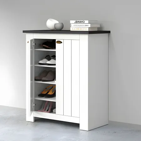 Scarpiera 2 Ante Mobile Ingresso Bianco Report 4 Ripiani 84x42x100 cm