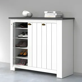 Scarpiera 3 Ante Mobile Ingresso Bianco Report 8 Ripiani 114x42x100 cm 2