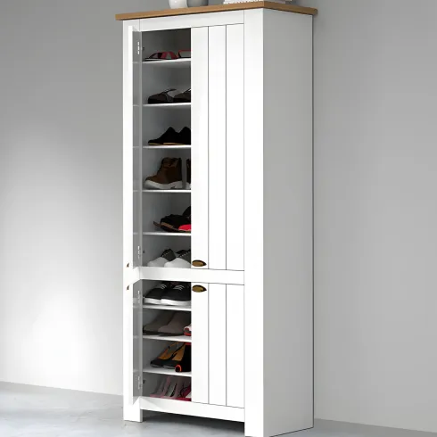 Armadio Scarpiera 4 Ante Mobile Ingresso Bianco Rovere 84x42x200 cm