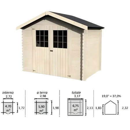 Casetta in Legno 3x2 mt Block House 28 mm Moderna Porta Attrezzi da Giardino | BricoShop24