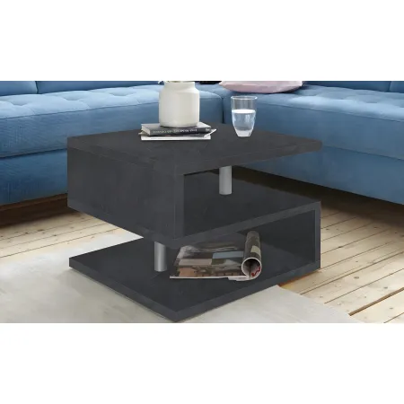 Tavolino da Caffè 55 cm in Legno Report 2 Ripiani da Soggiorno Moderno