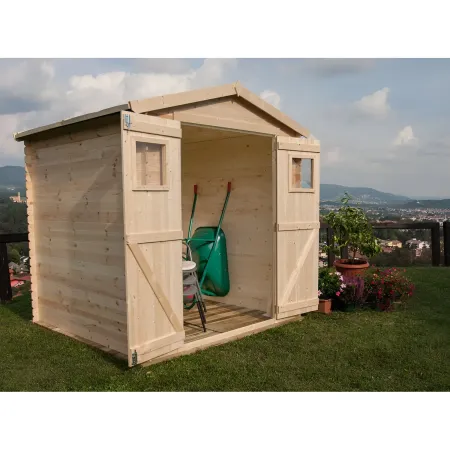 Casetta in Legno 2x2.5 mt 19 mm Blockhouse Rimessa Attrezzi da Giardino