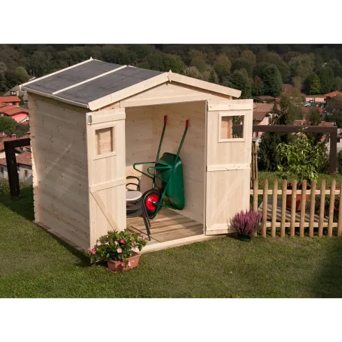 Casetta in Legno 2x2.5 mt 19 mm Blockhouse Rimessa Attrezzi da Giardino