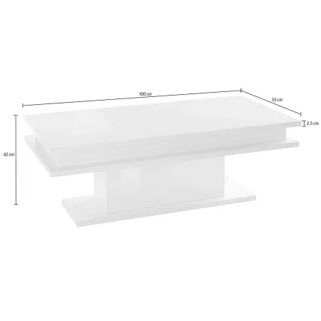 Tavolino da Caffè 100 cm con LED Acero Rettangolare da Soggiorno