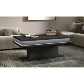 Tavolino da Caffè 100 cm con LED Antracite Rettangolare da Soggiorno 2