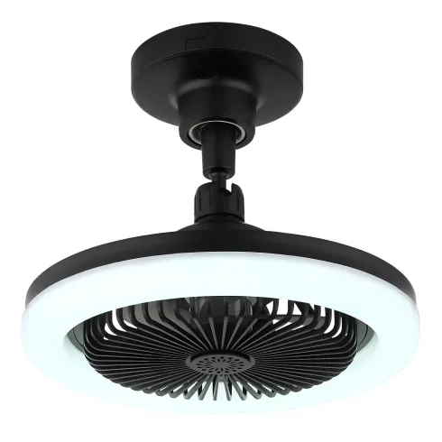 Ventilatore Soffitto con Luce LED Dimmerabile Nero Tondo Telecomando