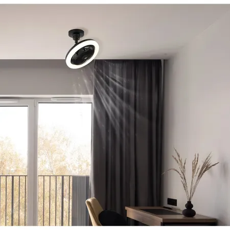 Ventilatore Soffitto con Luce LED Dimmerabile Nero Tondo Telecomando
