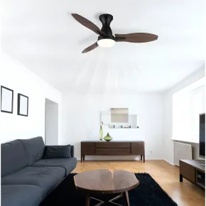 Ventilatore da Soffitto con Luce LED Nero 3 Pale in Legno con Timer 2