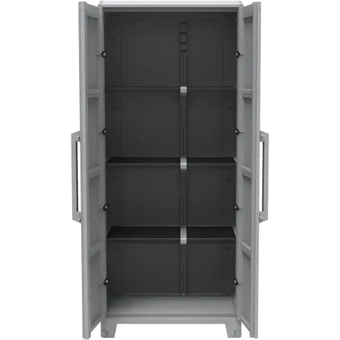 Armadio da Esterno 2 Ante in Pvc Resina Tuttopiani con Ripiano Mobile Modulare | Bricoshop24