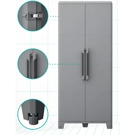Armadio da Esterno 2 Ante in Pvc Resina Tuttopiani con Ripiano Mobile Modulare | Bricoshop24