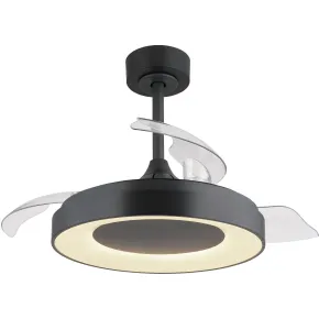 Ventilatore da Soffitto con Luce Grigio 91 cm LED RGB Pale Richiudibili