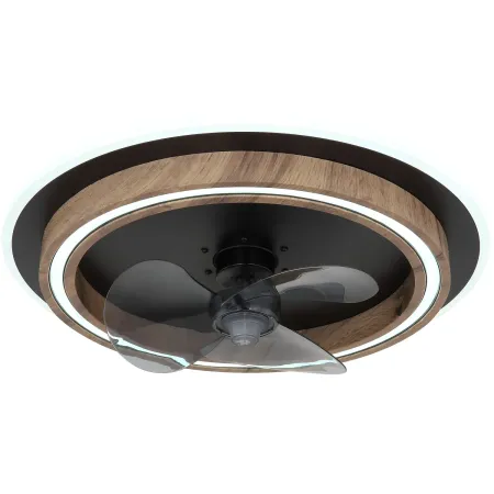Ventilatore Soffitto con Luce Dimmerabile Nero Effetto Legno Telecomando