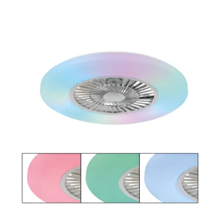 Ventilatore da Soffitto con Argento Bianco 60 cm LED RGB Telecomando