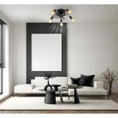 Ventilatore da Soffitto con Luce 5 Bracci E27 3 Pale Nero Fumè
