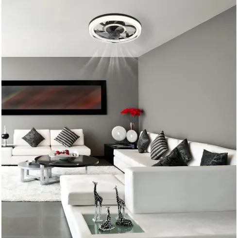 Ventilatore da Soffitto con Luce Nero Cristalli LED Dimmer Telecomando