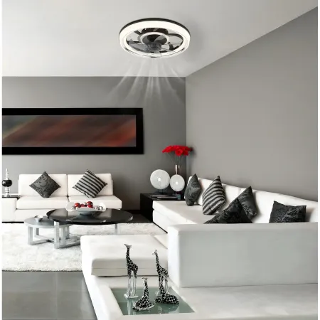Ventilatore da Soffitto con Luce Nero Cristalli LED Dimmer Telecomando