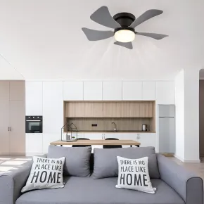Ventilatore da Soffitto con Luce LED CCT Regolabile Nero 5 Pale Grigio 2