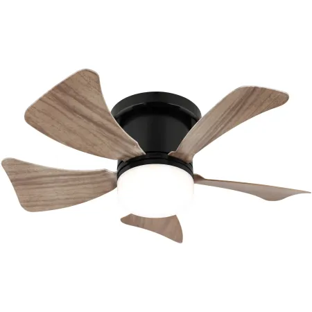 Ventilatore Soffitto con Luce CCT Regolabile Nero 5 Pale Effetto Legno