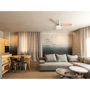 Ventilatore da Soffitto con Luce 3 Pale Reversibili Faggio Argento 2