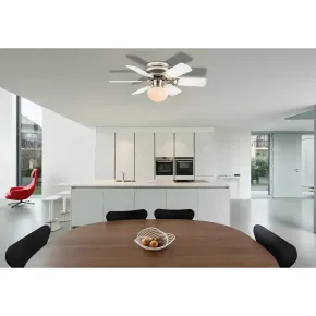 Ventilatore Soffitto con Luce 76 cm 6 Pale Reversibili MDF Bianco Nero 2