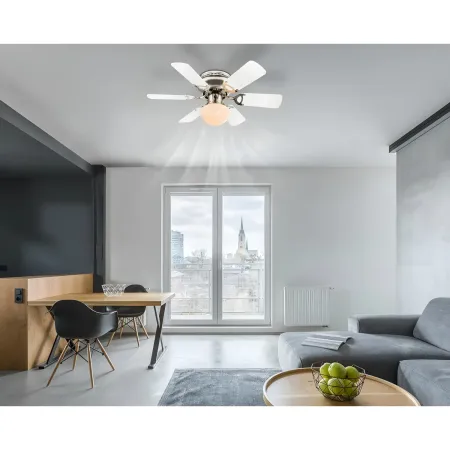 Ventilatore Soffitto con Luce 76 cm 6 Pale Reversibili MDF Bianco Nero