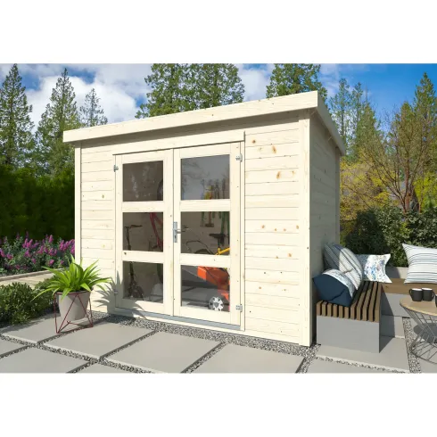 Casetta in Legno 19 mm 280x184 cm Blockhouse Porta Doppia Vetrata