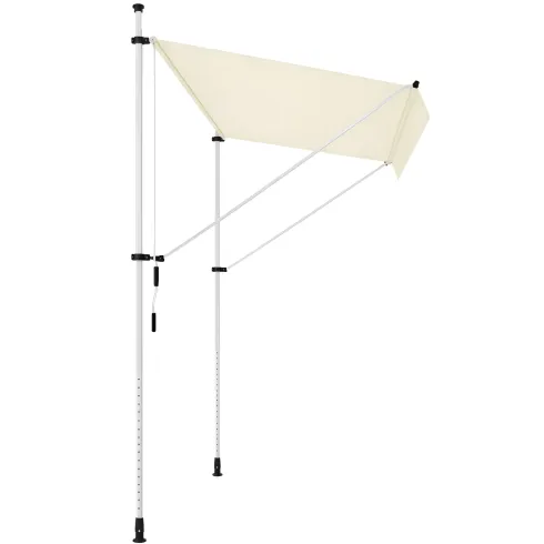 Tenda da Sole a Caduta Senza Viti 300x130 Altezza Regolabile Beige