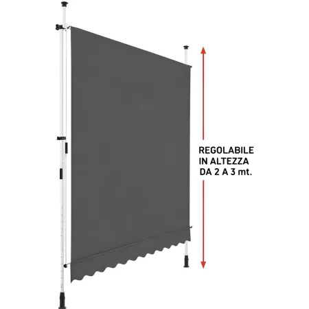 Tenda da Sole a Caduta Senza Viti 300x130 Altezza Regolabile Antracite