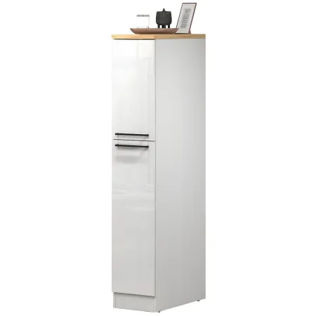 Colonna Portaspezie Bianco Lucido Rovere 2 Cassetti Soft Close Legno