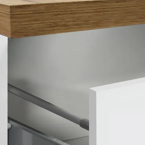 Colonna Portaspezie Bianco Lucido Rovere 2 Cassetti Soft Close Legno