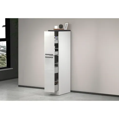 Colonna Portaspezie Bianco Lucido Report 2 Cassetti Soft Close Legno