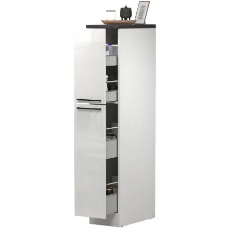 Colonna Portaspezie Bianco Lucido Report 2 Cassetti Soft Close Legno